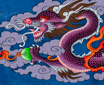 The Druk (Thunder Dragon) Thangka: Celestial Voice of Power - T-B-HT-RB-D-0084