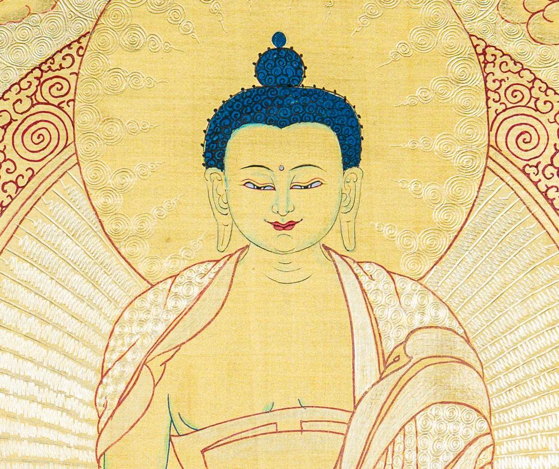 Medicine Buddha Thangka: The Lapis Lazuli Radiance of Healing - T-B-HT-RB-MB-0076