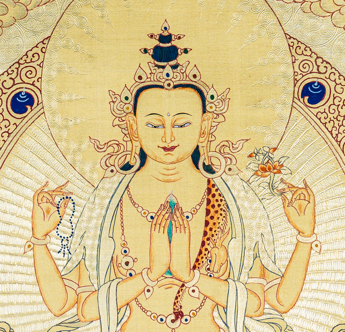 Chenrezig Thangka: The Infinite Radiance of Compassionate Love - T-B-HT-RB-C-0077