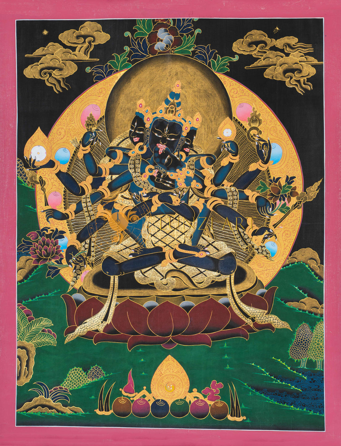 Akshobhyavajra Guhyasamaja Thangka: Secret Union of Wisdom and Compassion - T-S-BT-RB-AU-GS-0123
