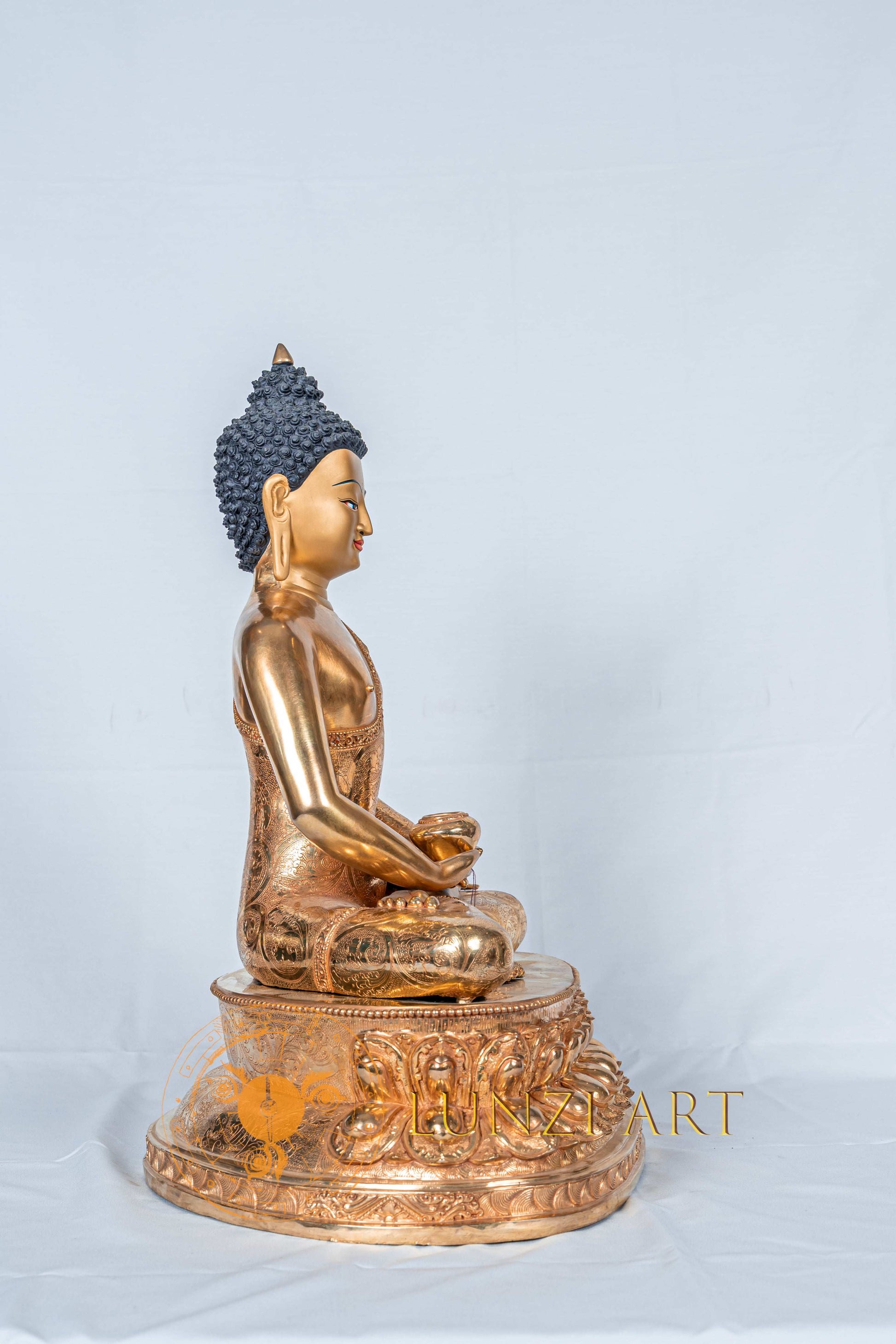 Amitabha Buddha Statue | Copper 24k Full Gold Plated - S-B-RM-FG-CG-AB-0075