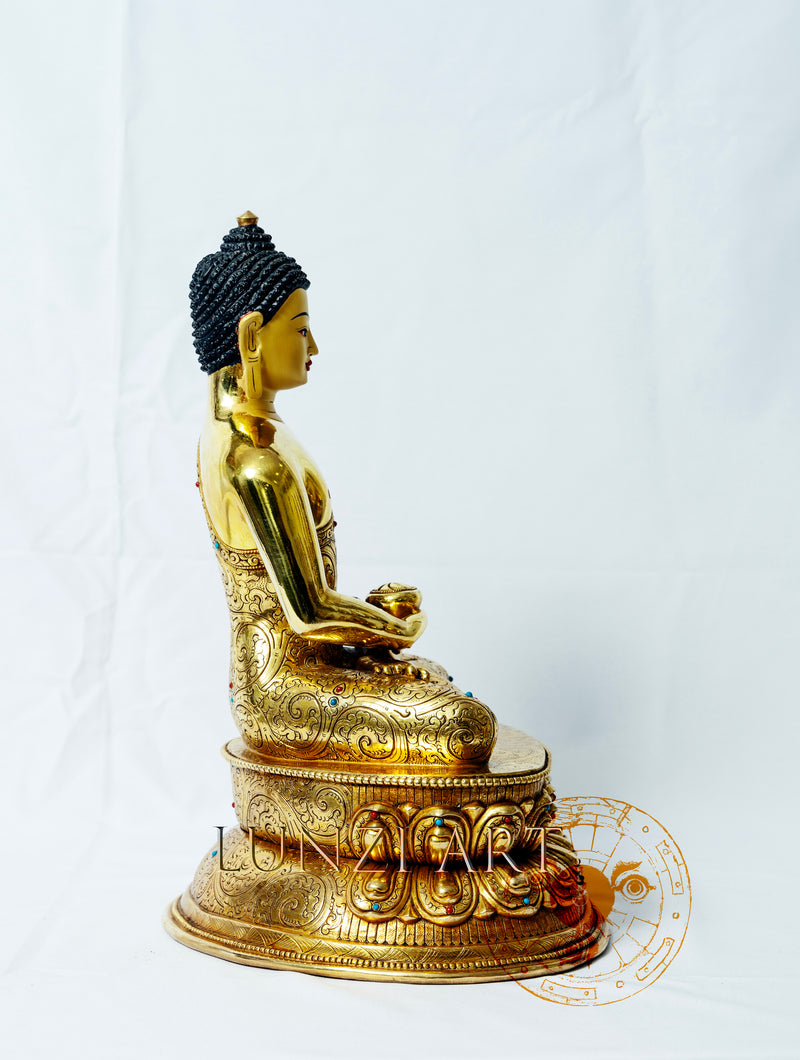 Amitabha Buddha Statue | Copper with 24k Gold Plating - S-P-BA- FG-CG-AB-0003