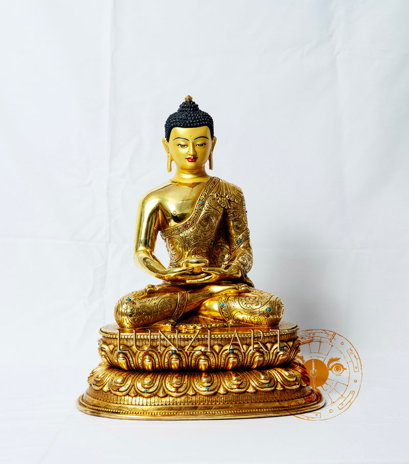 Amitabha Buddha Statue | Copper with 24k Gold Plating - S-P-BA- FG-CG-AB-0003
