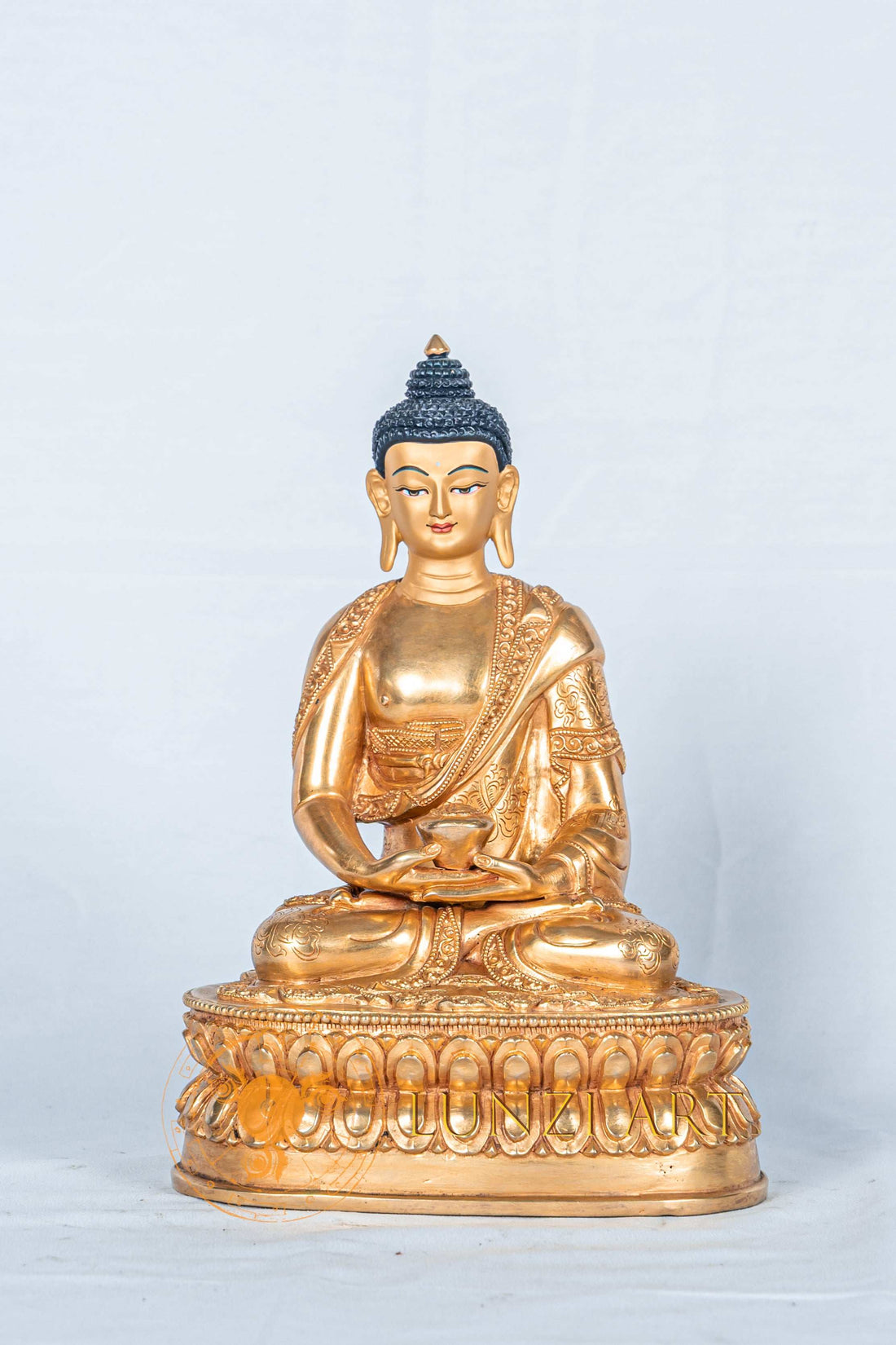 Amitabha Buddha Statue | Handcrafted Copper Fully Gold Plated - S-B-RM-FG-CG-AB-0119