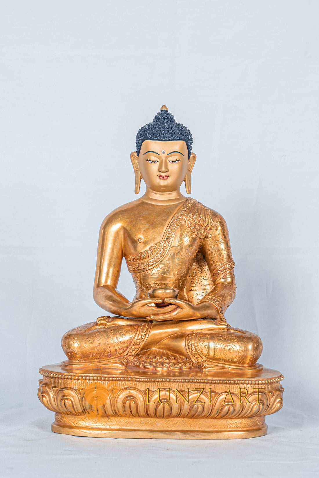 Amitabha Buddha Statue | Handcrafted Copper Fully Gold Plated - S-B-RM-FG-CG-AB-0121