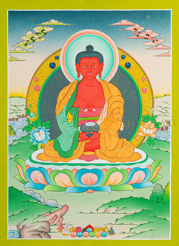 Amitabha Buddha Thangka: The Golden Light of Infinite Compassion - T-N-ET-BB-AU-A-0101