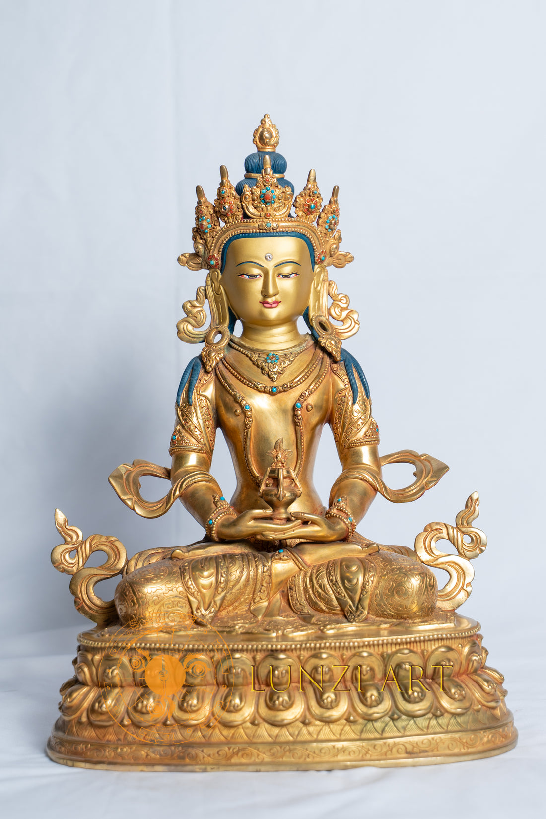Amitayus Aparmita Buddha Statue | Fully Gold Plated Copper - statues
