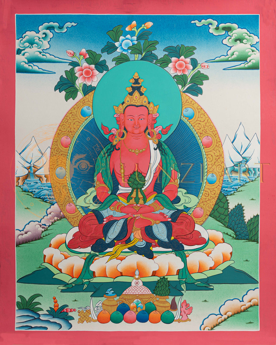 Amitayus Thangka: The Buddha of Infinite Life and Longevity - T-S-BT-RB-M-0168
