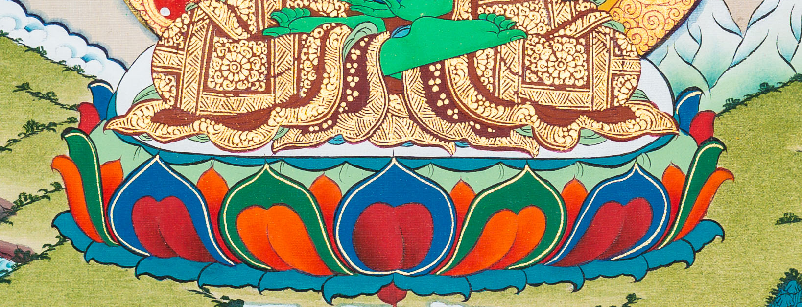Amoghasiddhi Thangka: The Green Buddha of Fearless Action - T-B-HT-BB-A-0055