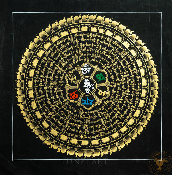 Ancient Mandala Mantra Thangka - T-B-HT-BB-MM-0018