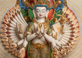 Avalokiteshvara Statue | Gold Plated with Full Coloured Body - S-P-SS-PG-C-TAA-00191