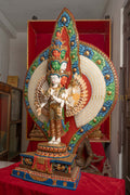 Avalokiteshvara Statue | Gold Plated with Full Coloured Body - S-P-SS-PG-C-TAA-00191