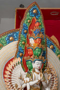 Avalokiteshvara Statue | Gold Plated with Full Coloured Body - S-P-SS-PG-C-TAA-00191