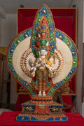 Avalokiteshvara Statue | Gold Plated with Full Coloured Body - S-P-SS-PG-C-TAA-00191