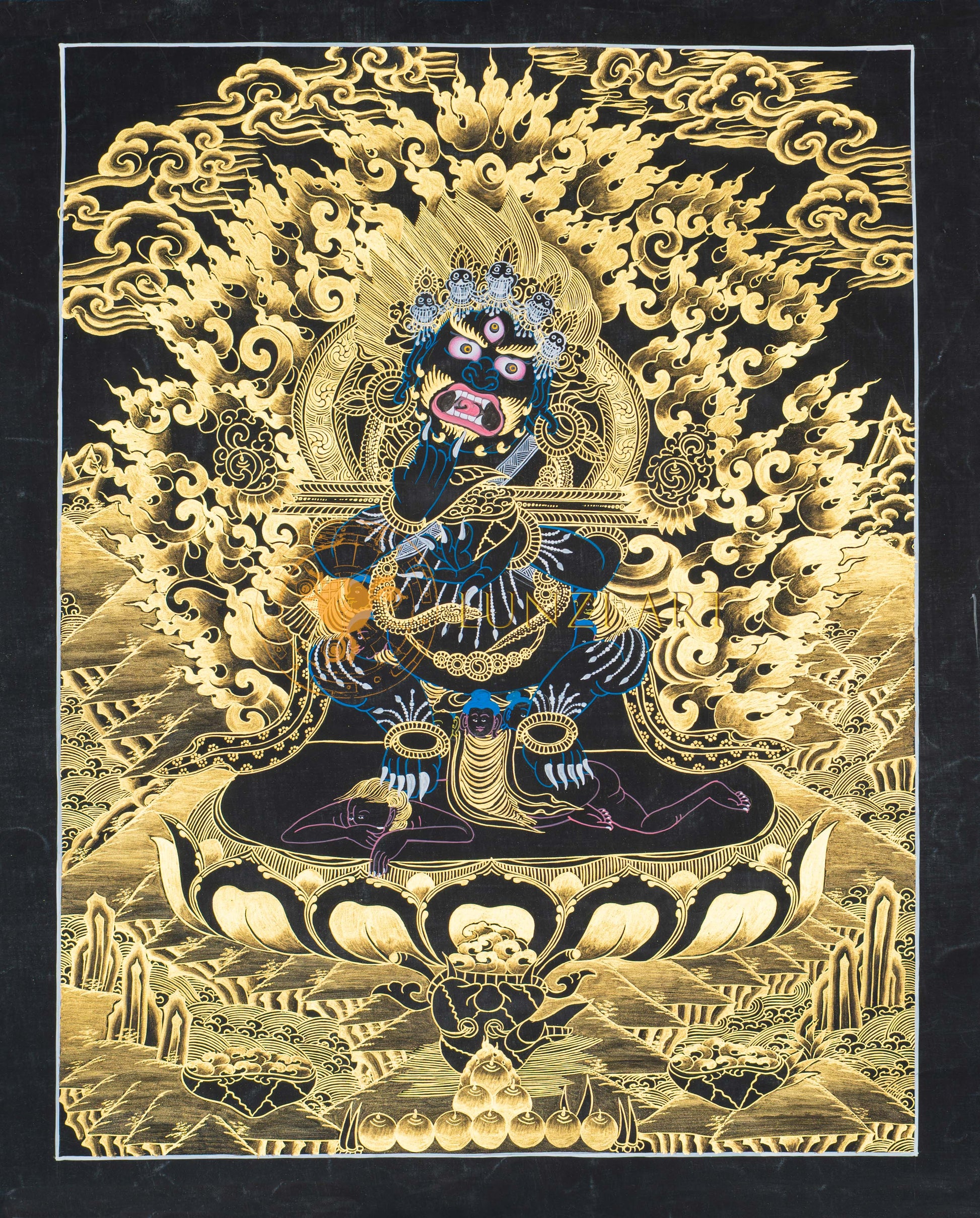 Bernagchen Mahakala Thangka – The Black-Cloaked Protector - T-S-BT-BB-M-0137