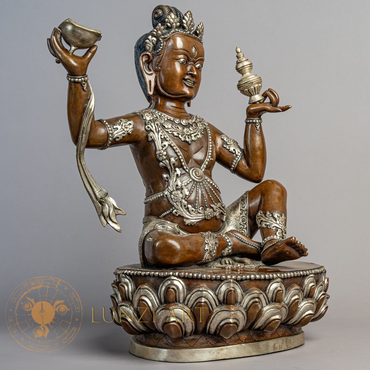 Birupa (Virupa) Statue | Copper Oxidized + Partly Silver Plated - S-P-R-C-B-00222