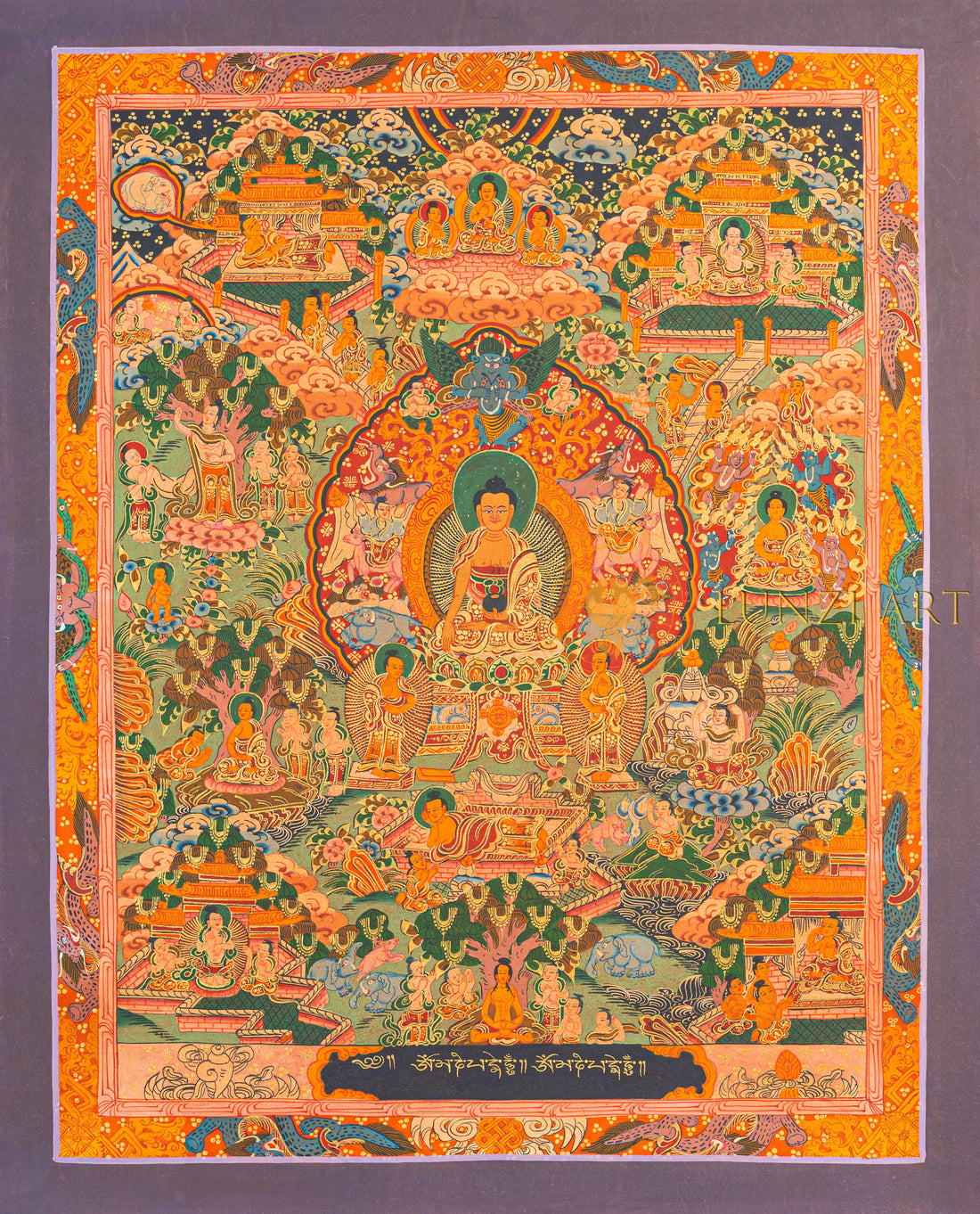 Buddha Life Story Thangka | Hand-Painted Twelve Deeds Sacred Art - T-N-ET-RB-BL-0053