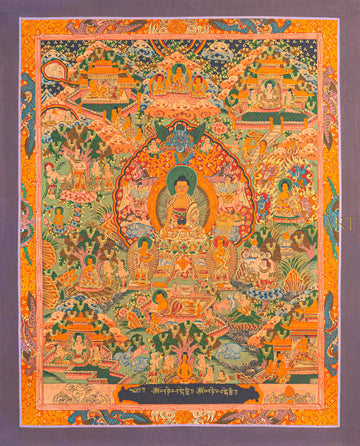 Buddha Life Story Thangka | Hand-Painted Twelve Deeds Sacred Art - T-N-ET-RB-BL-0053