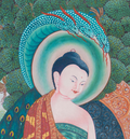 Buddha Paubha Amidst the Seven Jewels of Royalty - T-S-BT-PB-AU-BP-0110