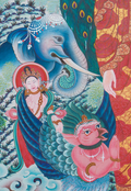 Buddha Paubha Amidst the Seven Jewels of Royalty - T-S-BT-PB-AU-BP-0110
