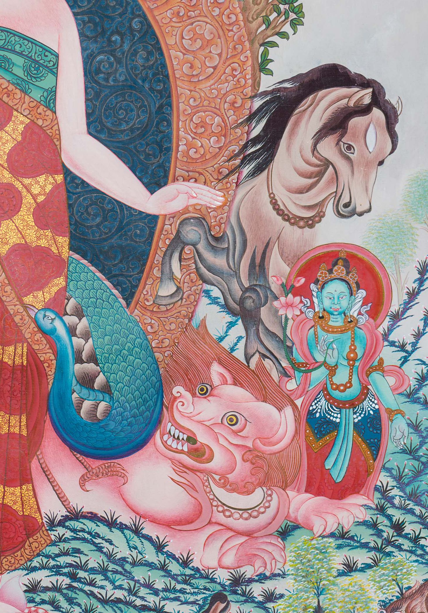 Buddha Paubha Amidst the Seven Jewels of Royalty - T-S-BT-PB-AU-BP-0110