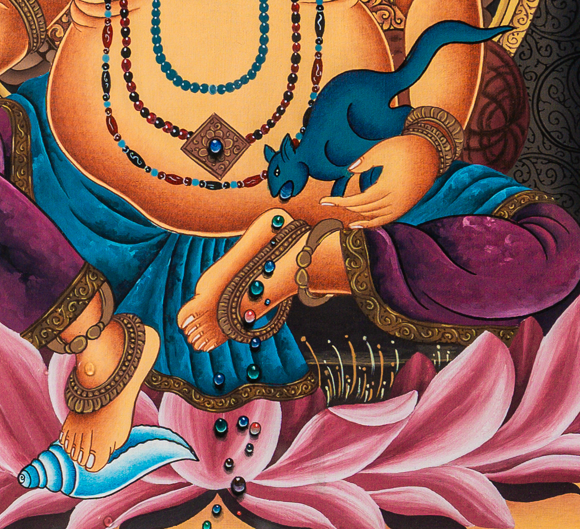 Zambhala Thangka: The Benevolent Guardian of Spiritual Wealth - T-B-HT-BB-Z-0089