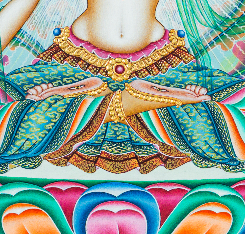 White Tara Thangka: The Radiant Mother of Compassion - T-B-HT-BB-WT-0090