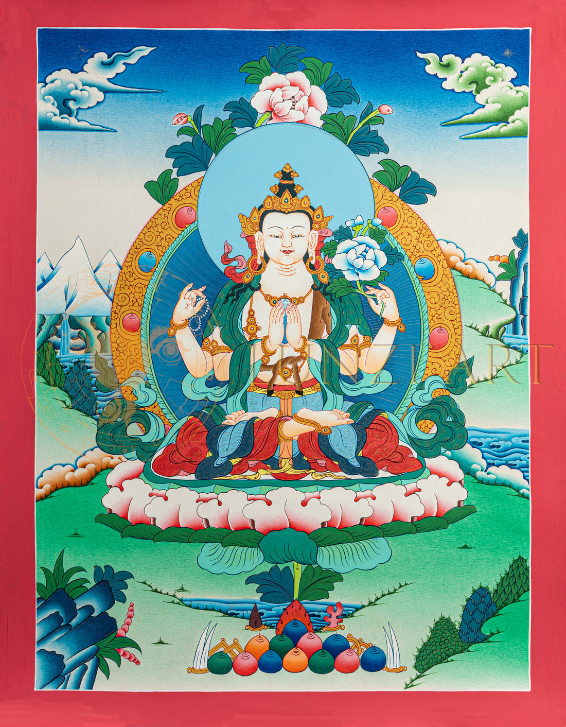 Chengresi Thangka: The Bodhisattva of Compassion - T-S-BT-RB-C-0169