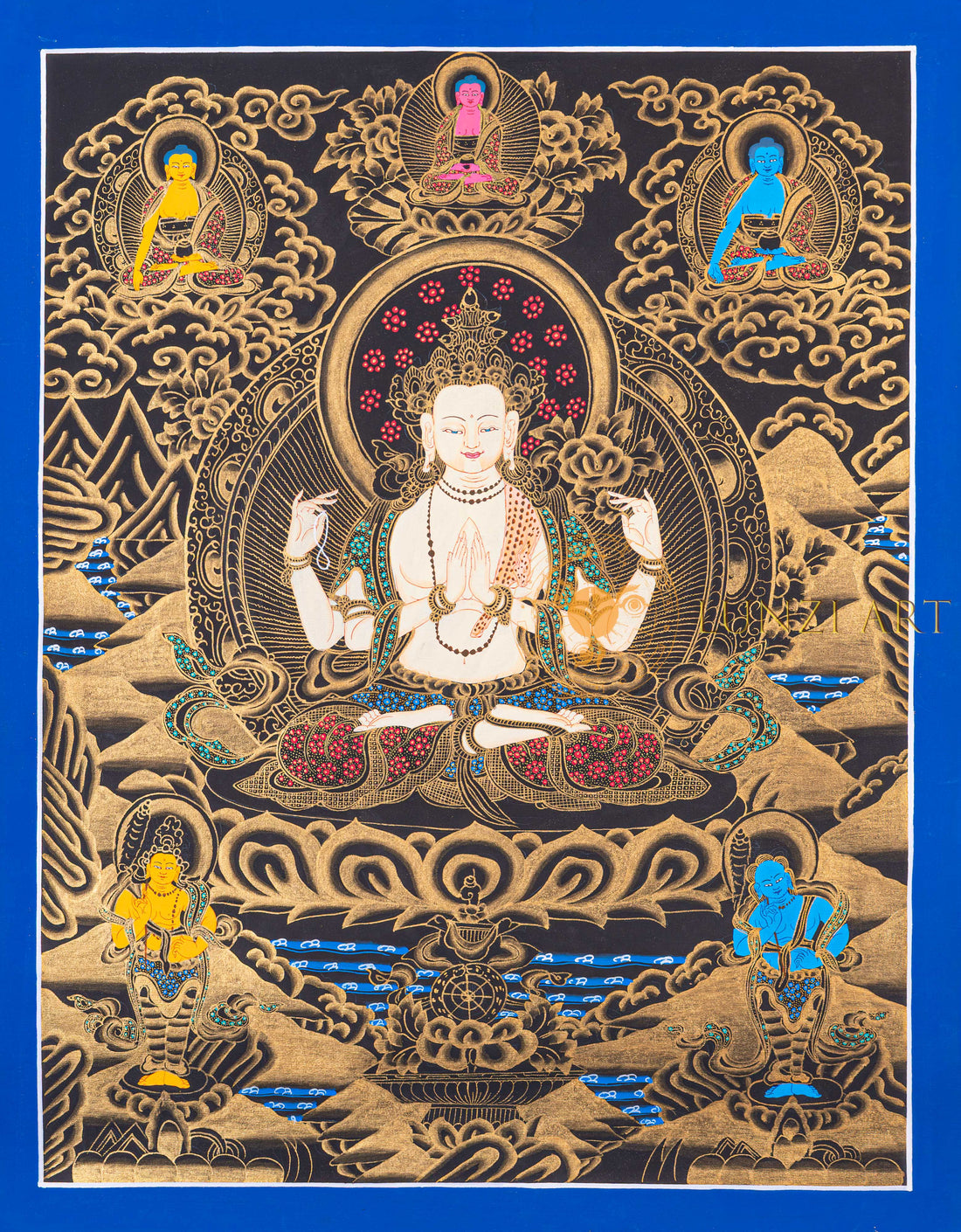 Chenrezig Thangka | Hand-Painted Avalokiteshvara Art - T-N-ET-BB-C-0050