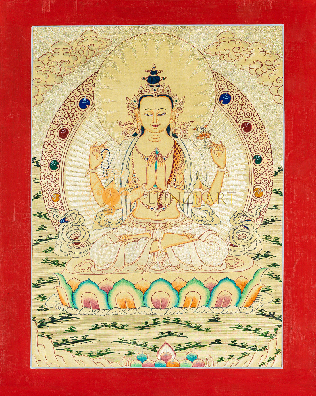 Chenrezig Thangka: The Infinite Radiance of Compassionate Love - T-B-HT-RB-C-0077