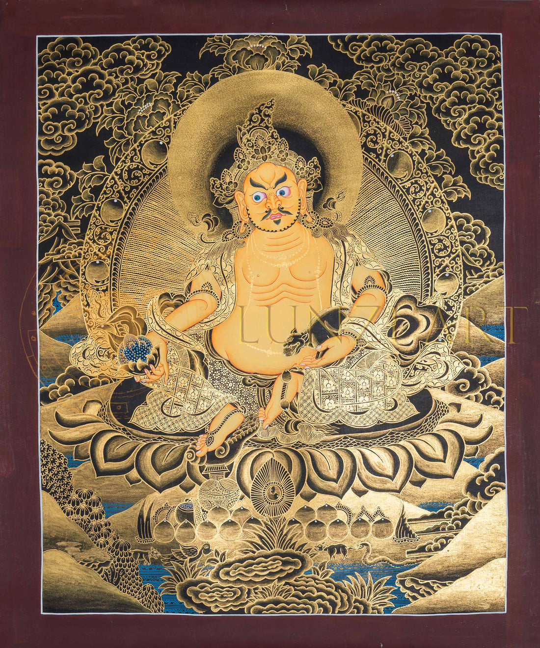 Gold Jambhala Thangka: The Sovereign of Abundance - T-PS-SS-BB-J-56