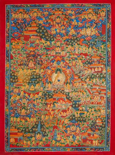 Life of Buddha Thangka: The Twelve Great Deeds of Buddha - T-PS-SS-RB-LSOB-57