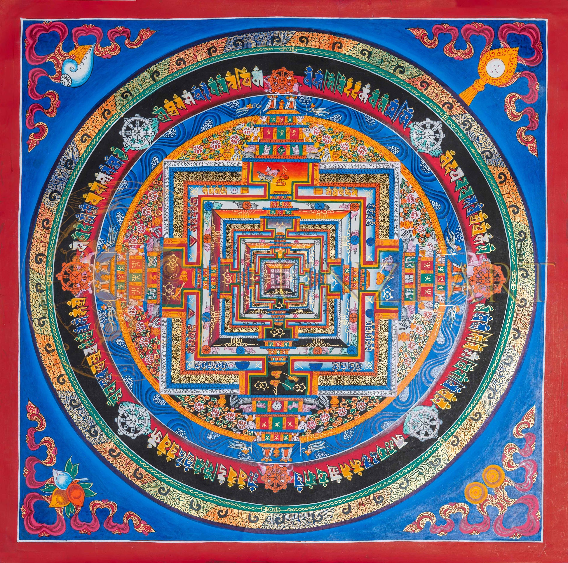 Kalachakra Mandala Thangka: The Cosmic Map of the Wheel of Time - T-PS-SS-BB-KM-67
