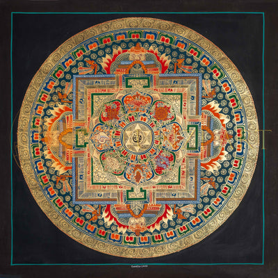 The Eight Auspicious Mandala Thangka: A Golden Path to Harmony - T-PS-SS-BB-AM-70