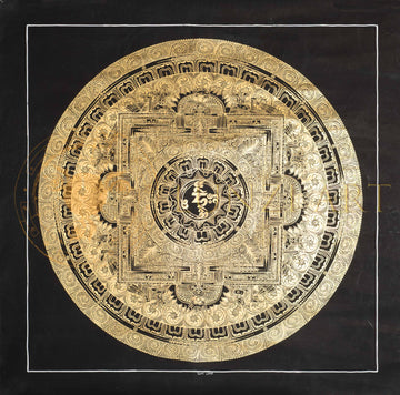 The Golden Resonance: Gold Mantra Mandala Thangka - T-PS-SS-BB-BM-71
