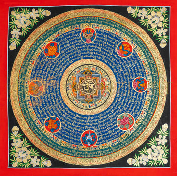 The Eight Auspicious Symbols Mantra Mandala Thangka - T-PS-SS-RB-MM-72