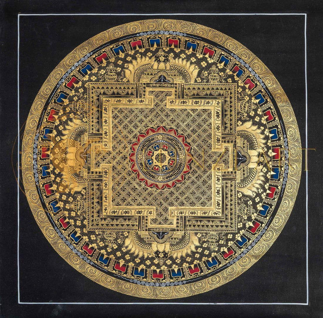 Gold Kalachakra Mandala: The Wheel of Cosmic Time - T-PS-SS-BB-M-73