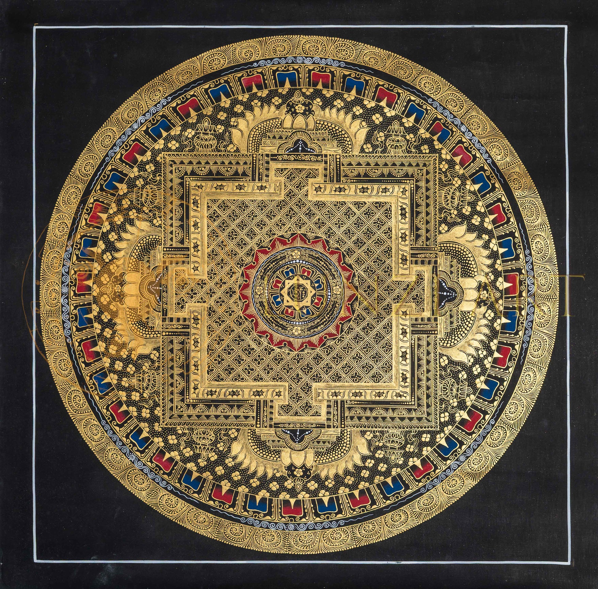 Gold Kalachakra Mandala: The Wheel of Cosmic Time - T-PS-SS-BB-M-73