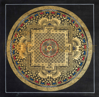 Gold Kalachakra Mandala: The Wheel of Cosmic Time - T-PS-SS-BB-M-73