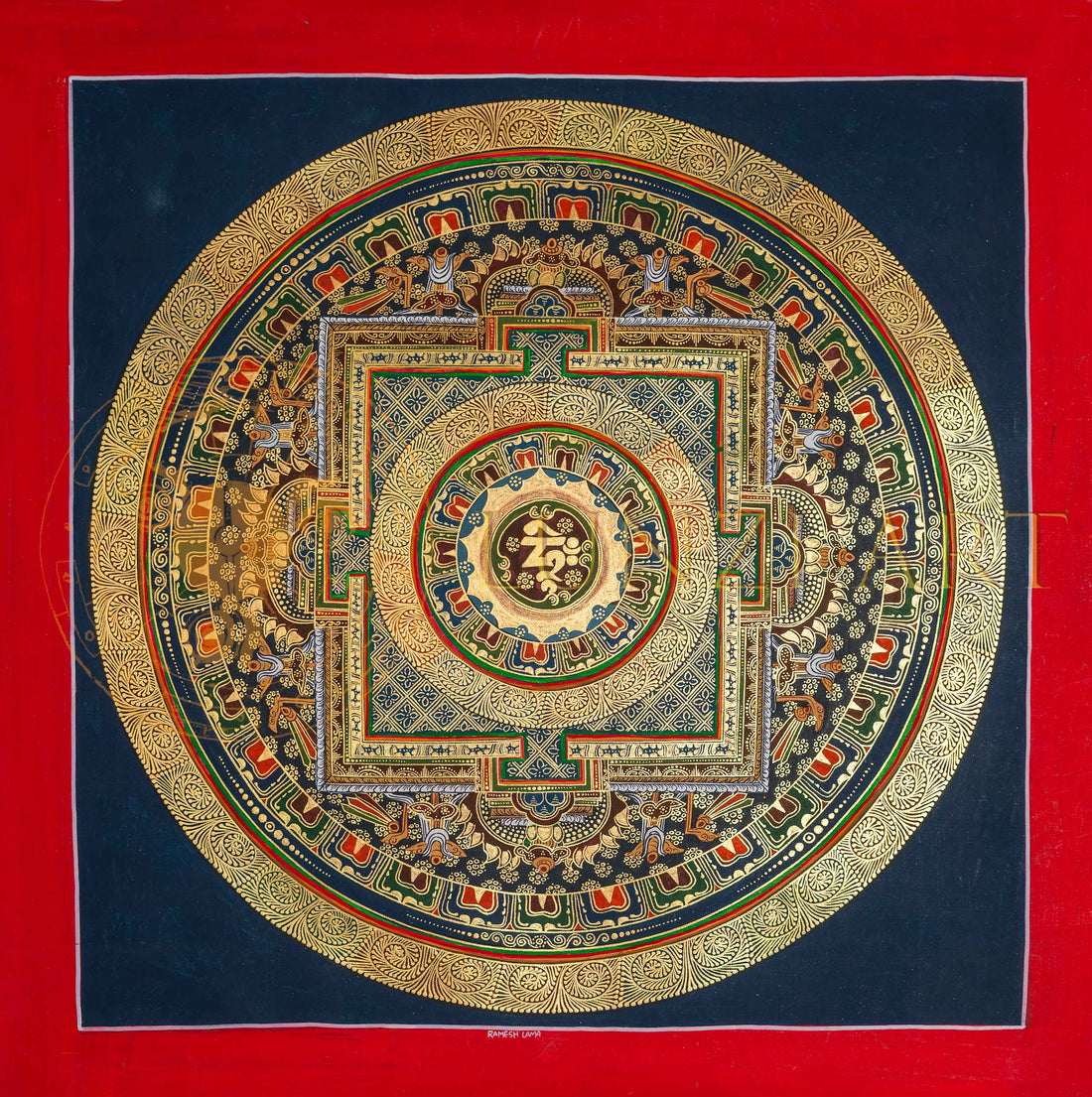 Gold Kalachakra Mandala Thangka: The Wheel of Perfect Harmony - T-PS-SS-BB-M-80