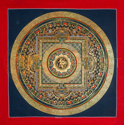 Gold Kalachakra Mandala Thangka: The Wheel of Perfect Harmony - T-PS-SS-BB-M-80