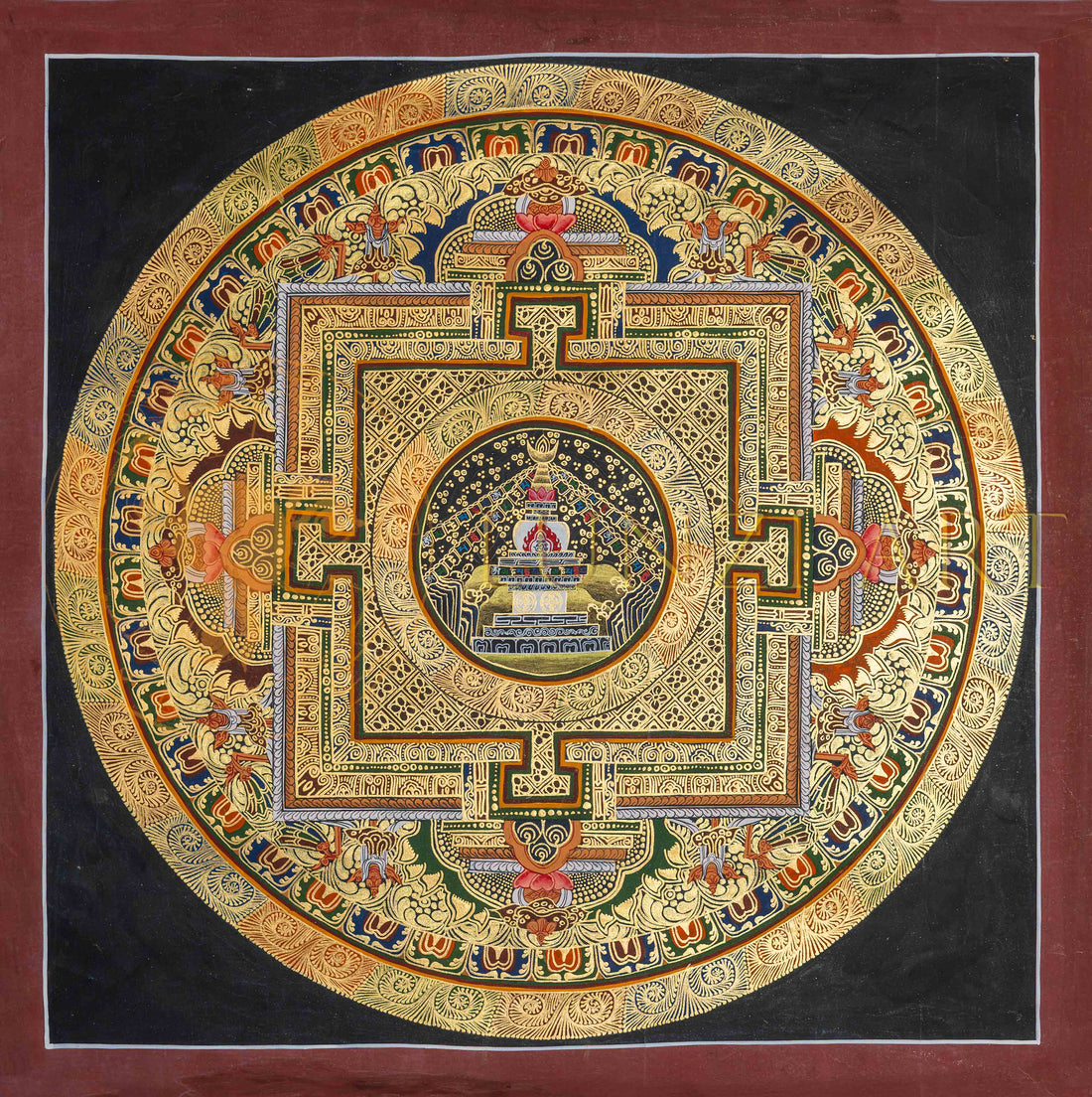 The Stupa Mandala Thangka: A Monument to Enlightenment - T-PS-SS-BB-SM-82
