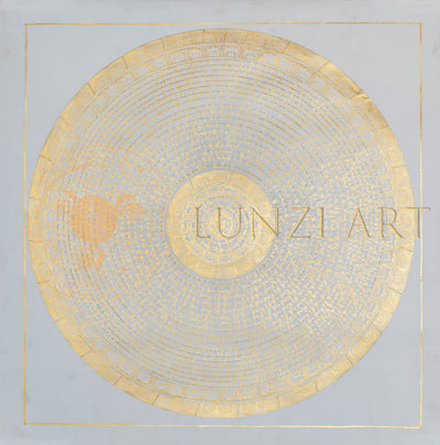 Hand-Painted Om Mantra Mandala Sacred Syllable Thangka - T-PS-SS-WB-WMM-85