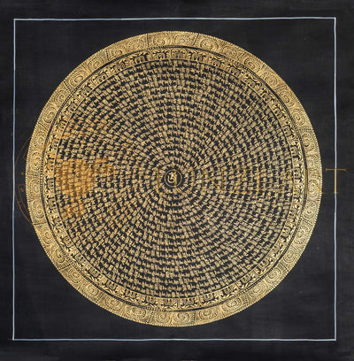 Hand-Painted Sacred Om Mantra Mandala Thangka Art - T-PS-SS-BB-MM-86