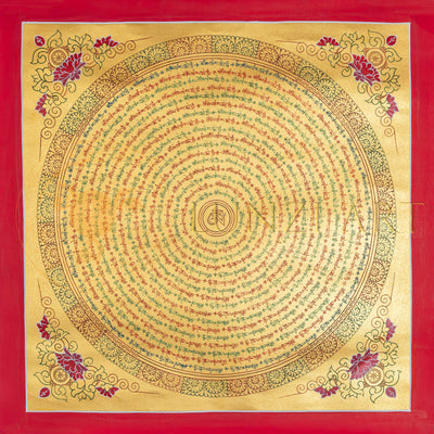 Hand-Painted Om Syllable Mantra Mandala Thangka - T-PS-SS-GB-MM-87