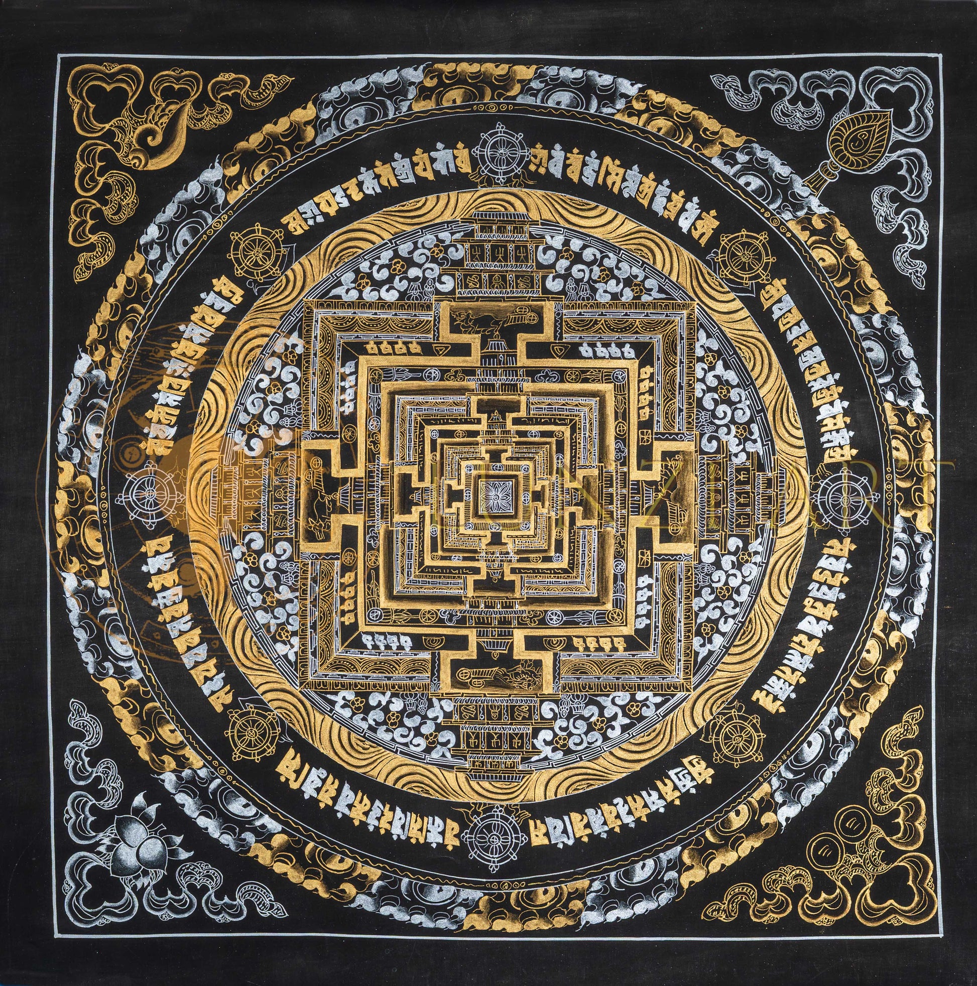 The Silver & Gold Kalachakra Thangka: The Primordial Essence of Time - T-PS-SS-GB-KM-91