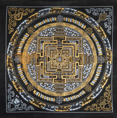 The Silver & Gold Kalachakra Thangka: The Primordial Essence of Time - T-PS-SS-GB-KM-91