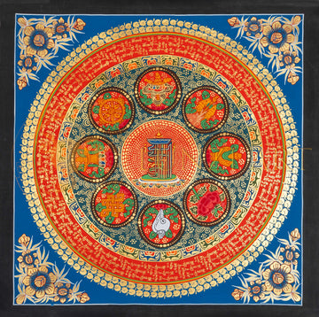 The Eight Auspicious Symbols Mantra Mandala Thangka - T-PS-SS-BB-KGM-92