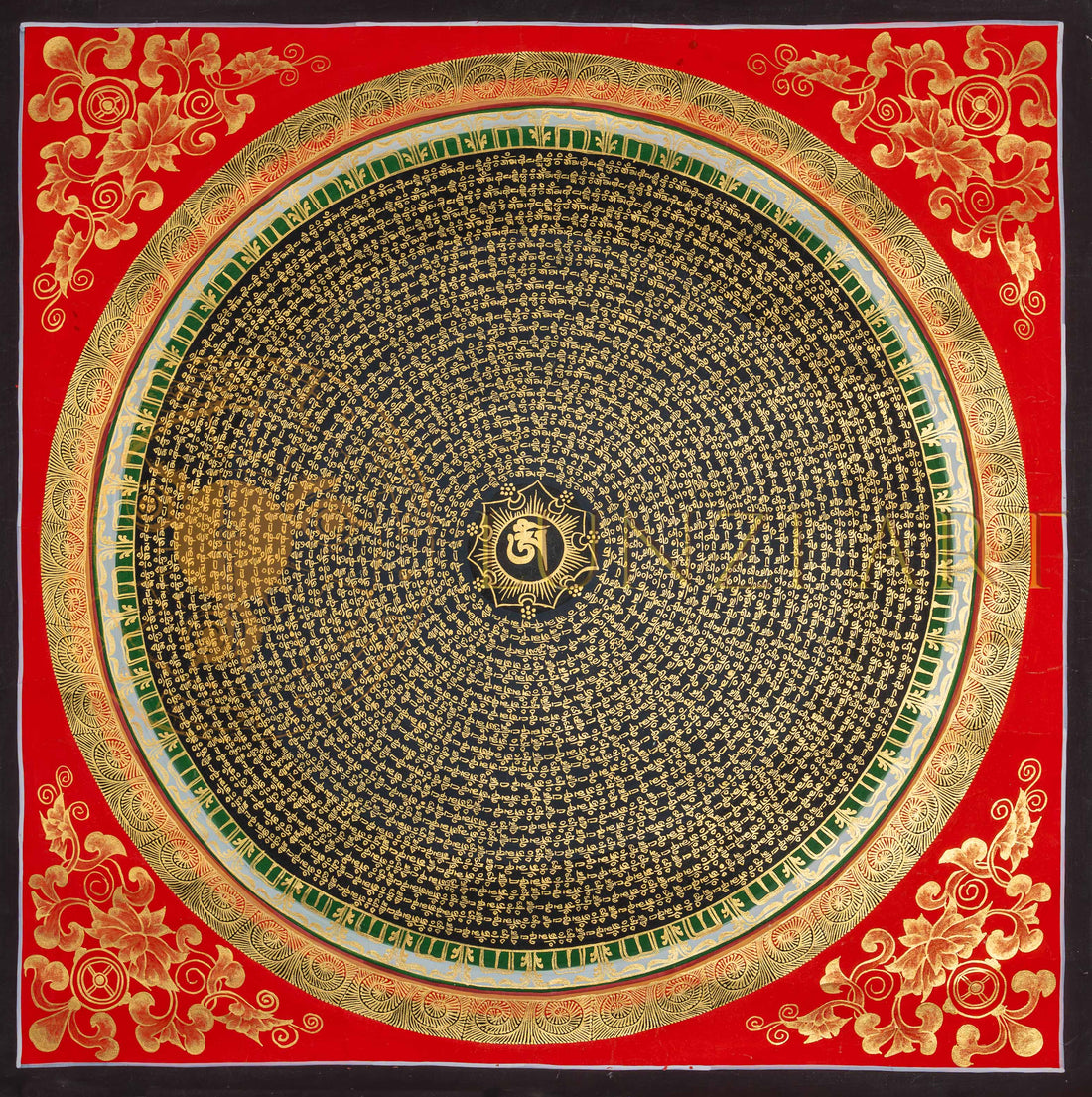 The Ruby Mantra Mandala Thangka: A Sacred Beacon of Compassion - T-PS-SS-GB-MM-93