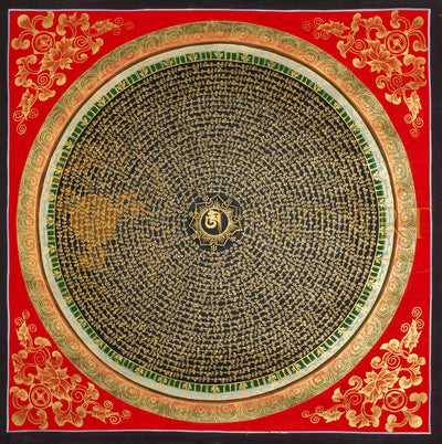 The Ruby Mantra Mandala Thangka: A Sacred Beacon of Compassion - T-PS-SS-GB-MM-93